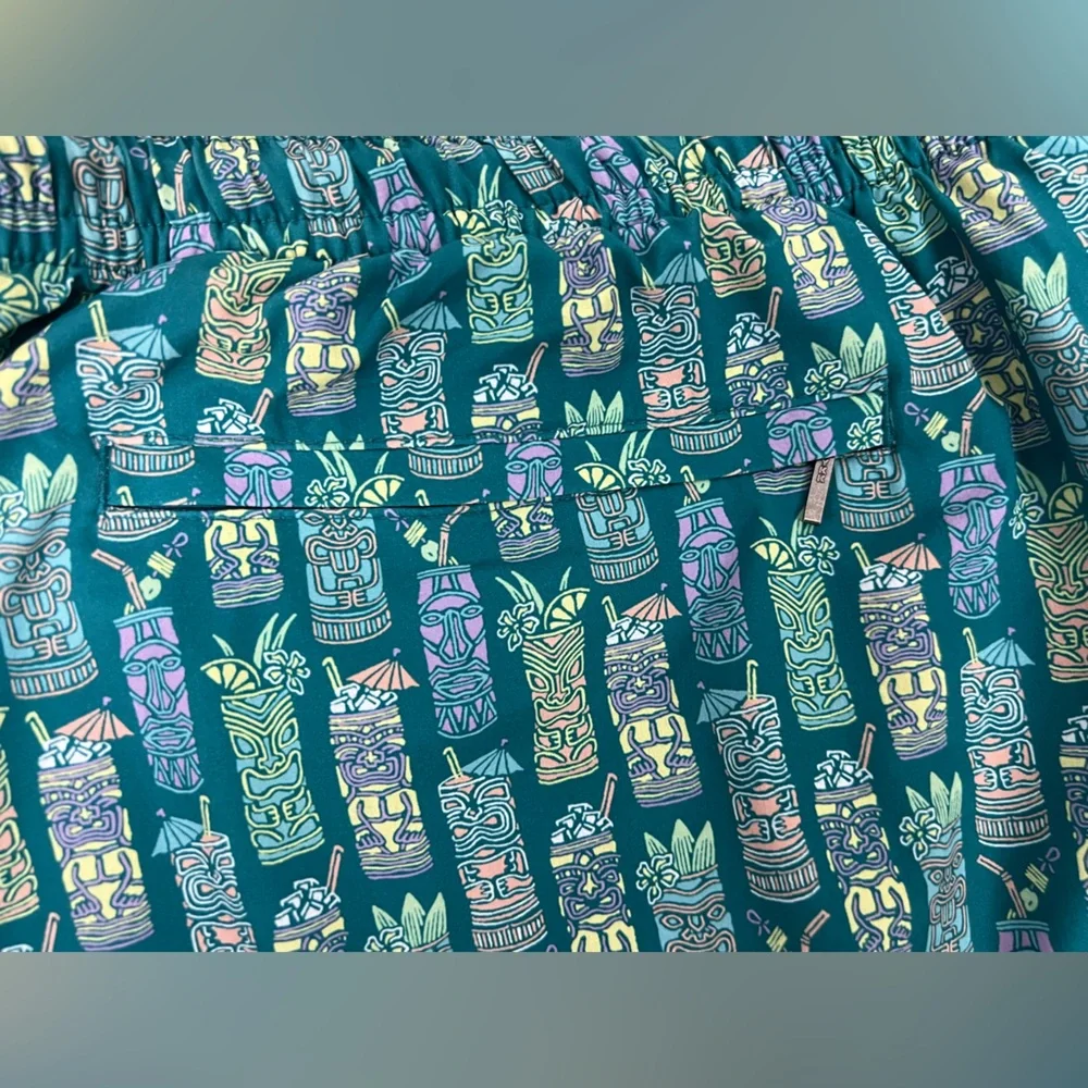 Caribbean 4XB Swim Trunks Green 3 Pockets Boxer Brief Liner Quick Dry Cocktails